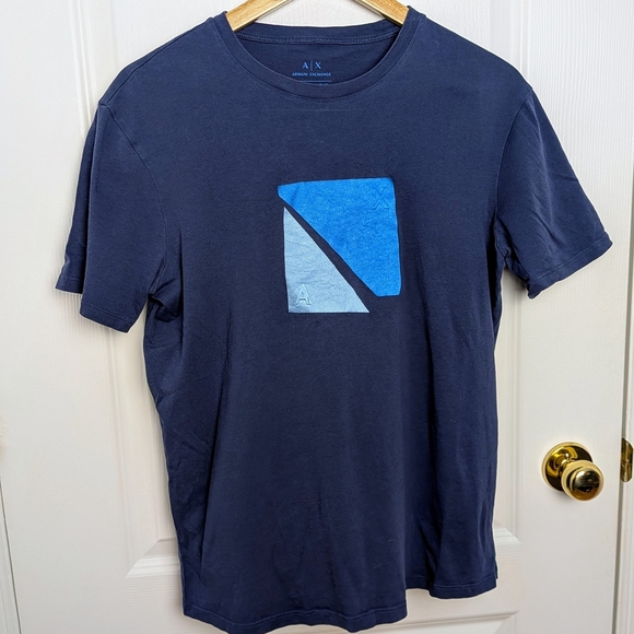 Armani Exchange Navy & Sky Blue Graphic T-Shirt – Size M #8 - Picture 3 of 6
